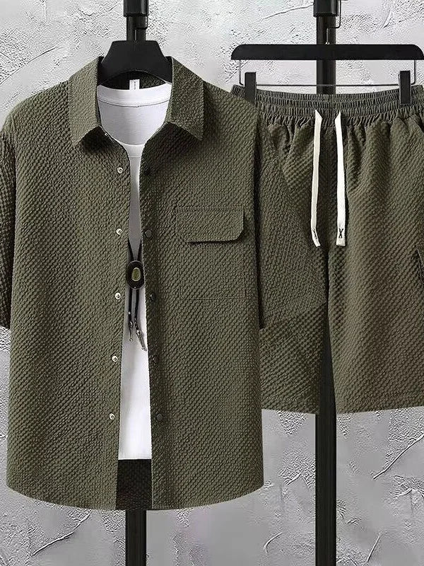 Ice Silk Embroidered ort Sve irt And orts Set for Teen Boys Summer Loose Workwear irt Faionable Brand Five-Quart...