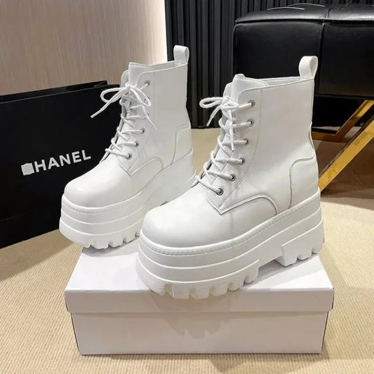 Women Short Boots Fashion thick Bottom Casual Ankle Boots Spring Autumn Woman Platform Shoes Plus Size High Heels Botines