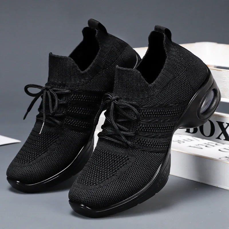Dance Shoes for Women Stylish Dance Sneakers with Thick Soles Lightweight Fashion Walking Shoes Height Increasing Lady Flats
