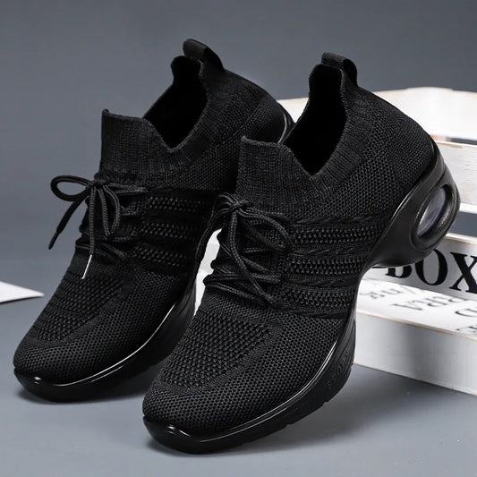 Dance Shoes for Women Stylish Dance Sneakers with Thick Soles Lightweight Fashion Walking Shoes Height Increasing Lady Flats