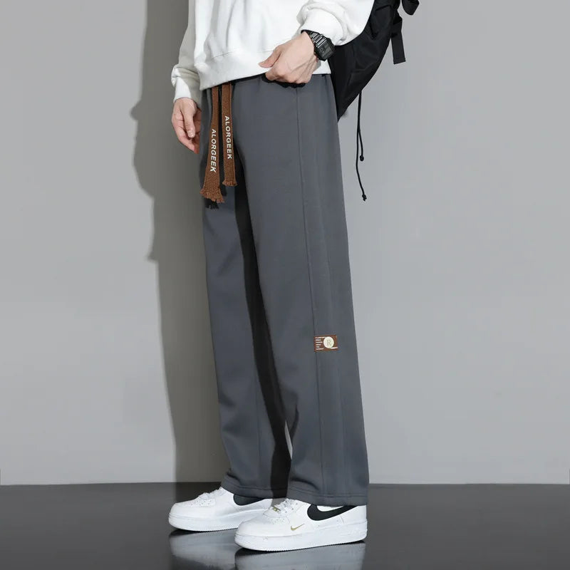 Men's Casual Pants, Men's Spring and Autumn New Style, Hanging Solid Color Sports Pants, Men Loose Straight Leg Wide Leg Pants