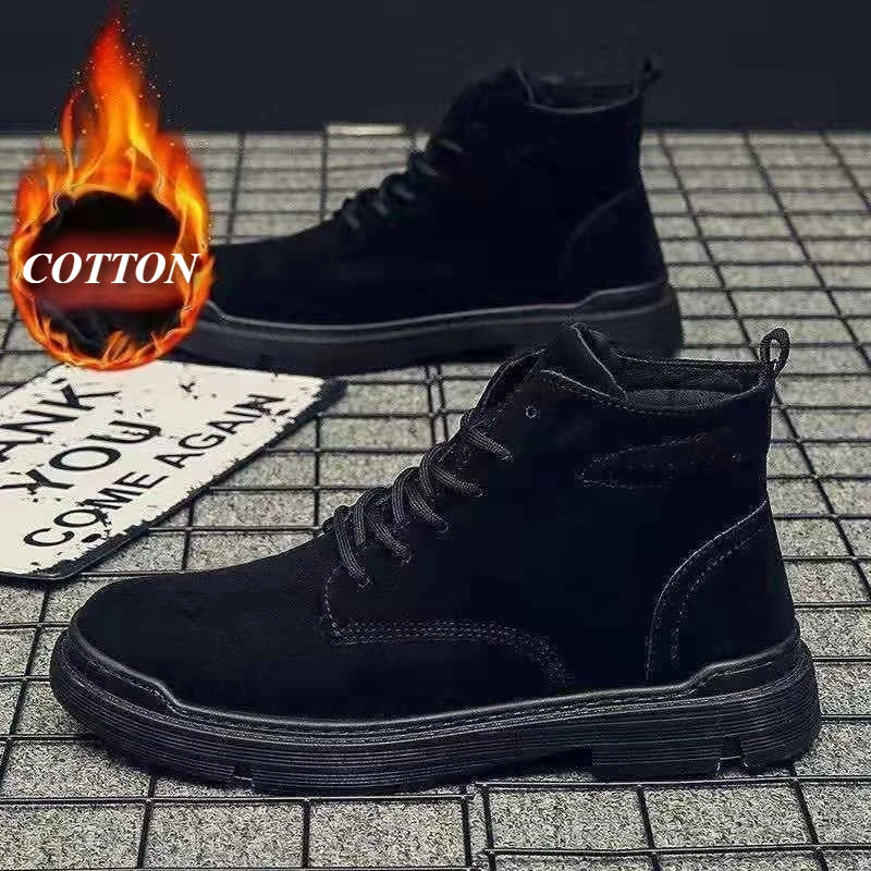 British Style Retro Men Boots High Top Platform Non-slip Wear-resistant Casual Shoes Outdoor Work Driving Boots Botas Hombre New