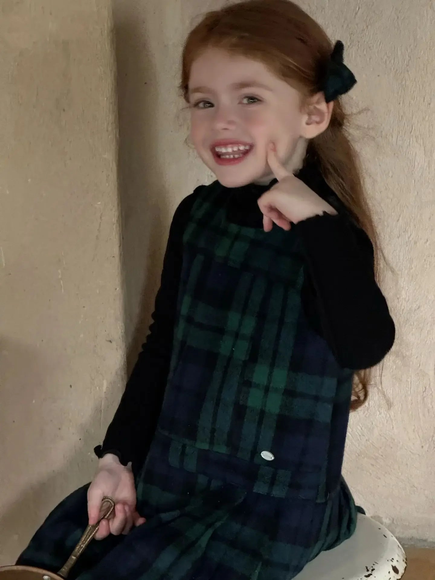 Kids Dresses for Girls Green Grid Hair Vest Pleated Skirt Vest Skirt Autumn Girls Clothes Girls Dress