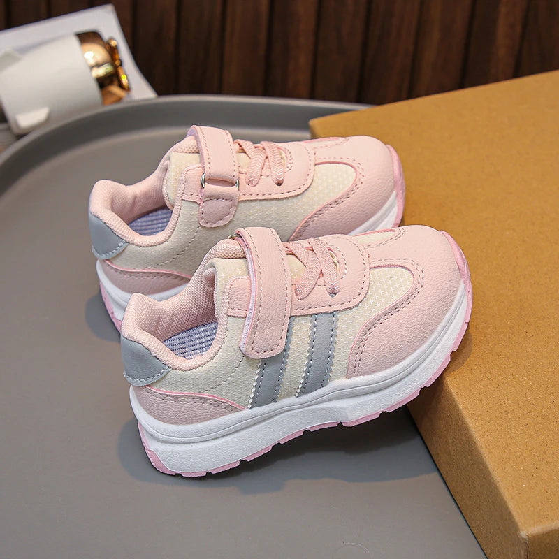 Children's Sneakers 0-8 Years Old Blue Leather Boys Girls Single Shoes Four Seasons Models Soft Non-slip Kids Walking Shoes