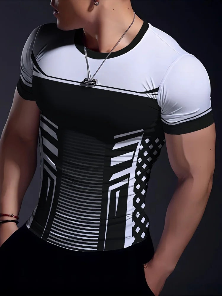 Los Angeles Text Printed Men's Sports T-shirt Summer Daily Casual Men's Short-sleeved Top Outdoor Fashion Men's Fitness T-shirt