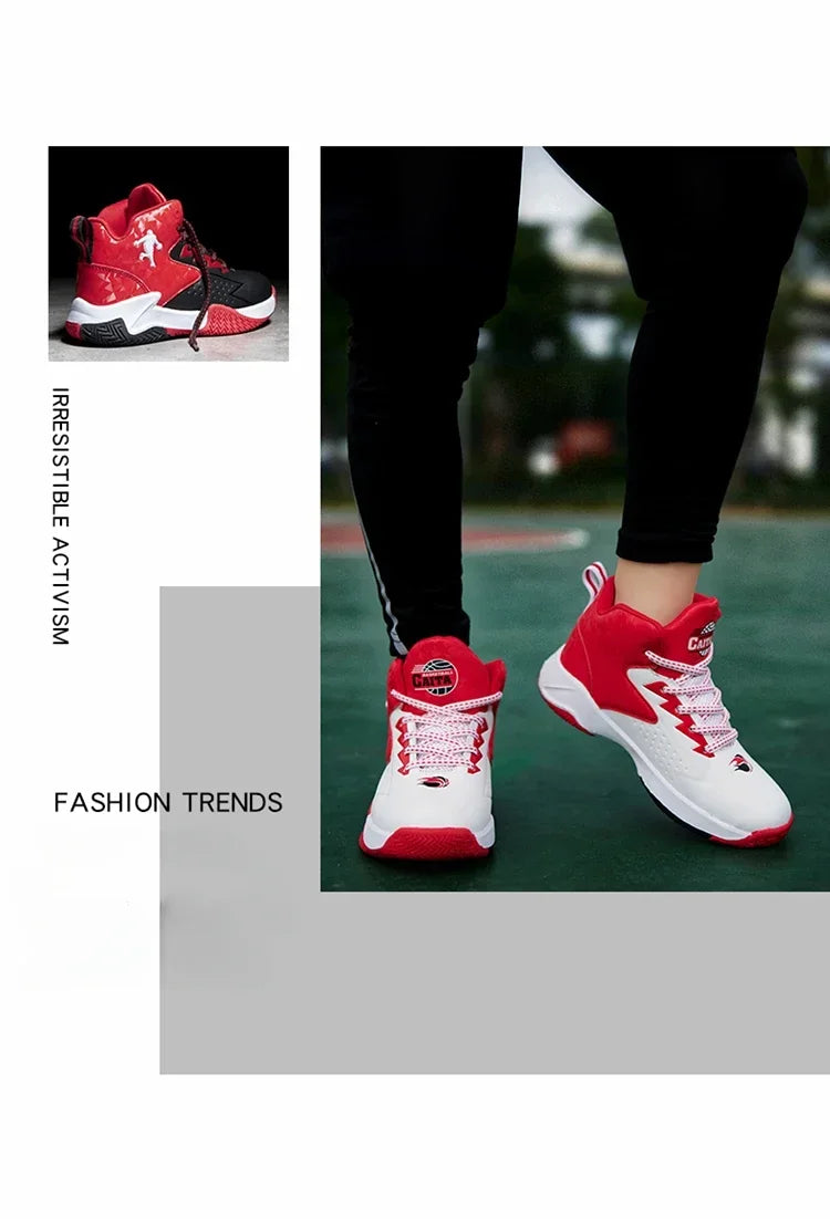 Boys Basketball Shoes High Quality Soft Top Thick Sole Non-slip Kids Sneakers Children Trainer Shoes Outdoor Boy Sport Basket