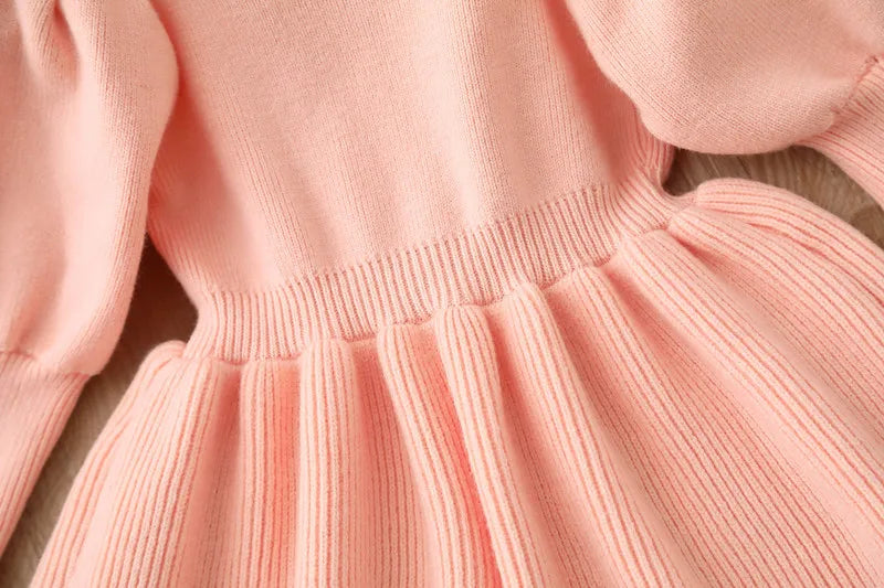 Kids Dresses for Girl Woolen Dress Children Knitted Jumpsuit Bow  Fashion Long Dress Baby Girl Dress Summer Dresses Ropa De Niña