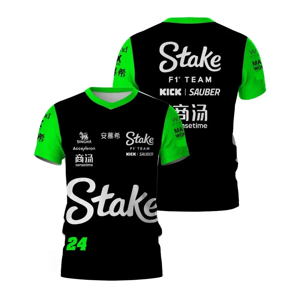 Stake 2025 Nico Hulkenberg Gabriel Bortoleto F1 Teamwear T-Shirt Men Hot Sale New Summer Women Short Sleeve Tops Shirts Children