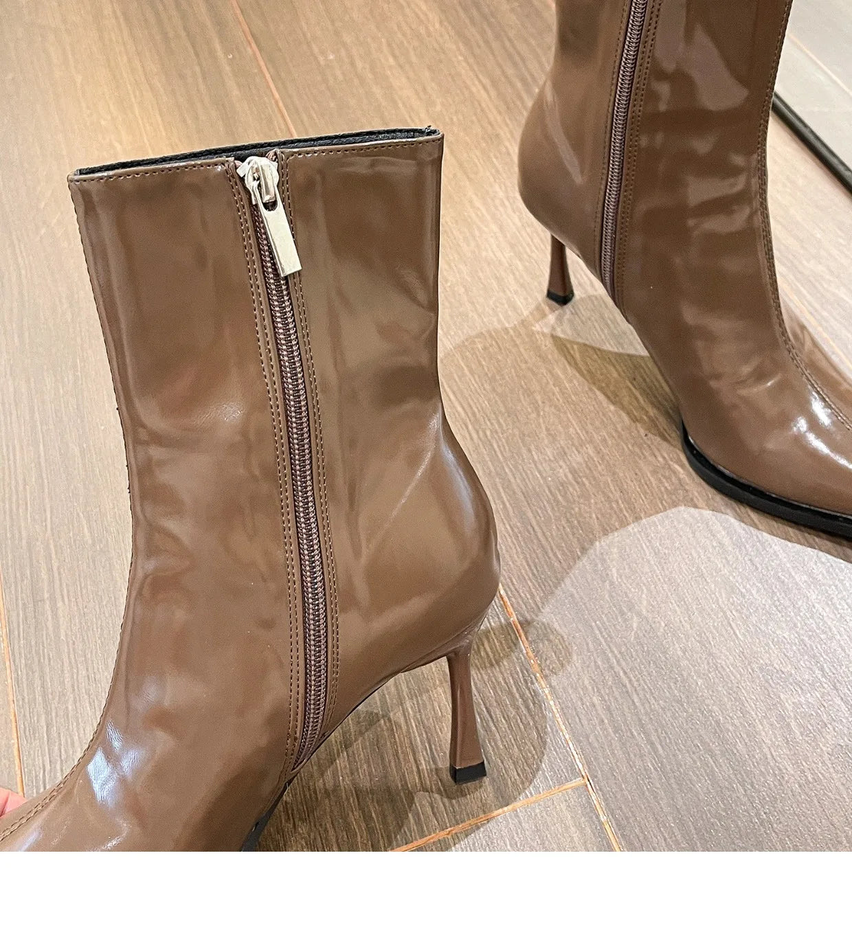 Women's Boots Autumn Boots-Women Winter Footwear Shoes Zipper Luxury Designer 2024 Ankle High Heel Leather Rubber Fashion