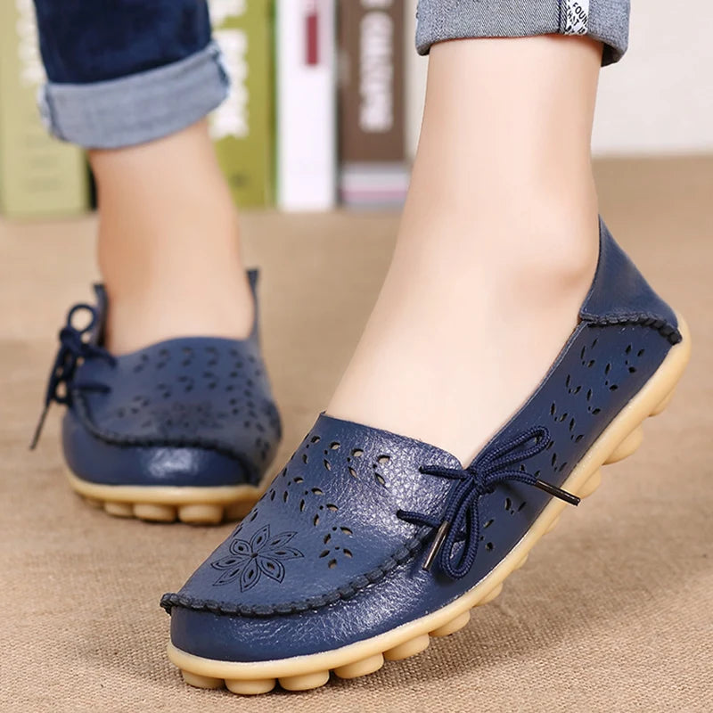 Women's Shoes Fashion Women Flats Genuine Leather Loafers Women's Moccasins Flats Ladies Shoes Female Slip On Ballet Flat Shoes