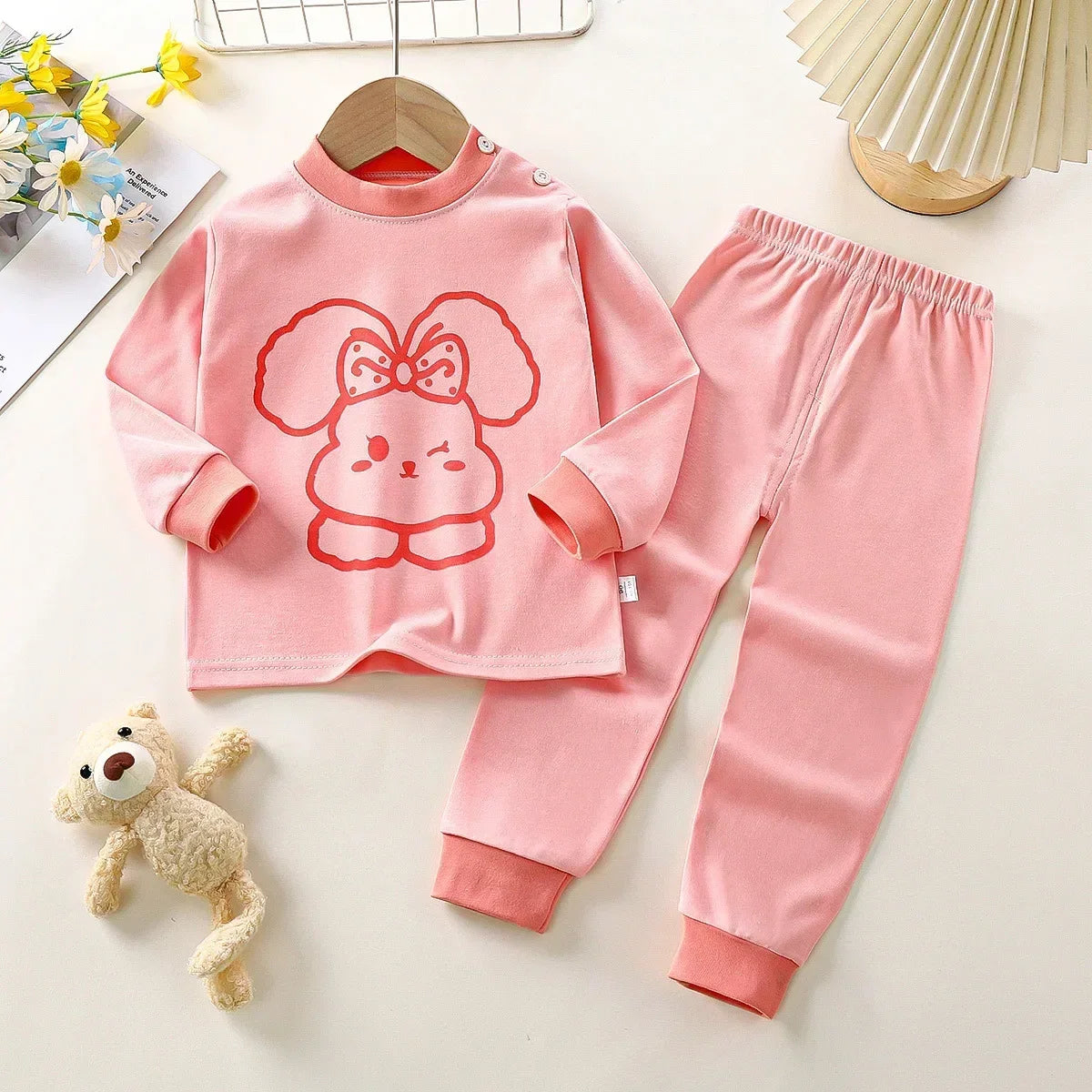 New 2025 Boys Girls Autumn Warm Pure Cotton Pajamas Kids Cute Cartoon Dinosaur Long Sleeve Pyjamas Baby Sleepwear Clothing Sets