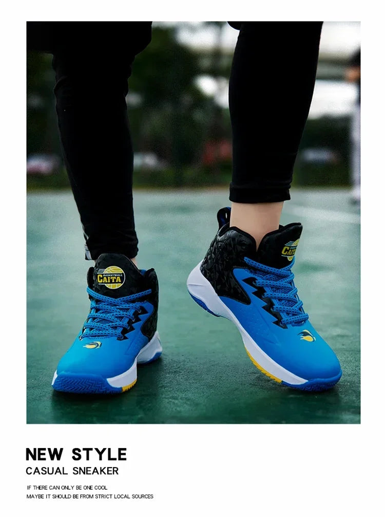 Boys Basketball Shoes High Quality Soft Top Thick Sole Non-slip Kids Sneakers Children Trainer Shoes Outdoor Boy Sport Basket