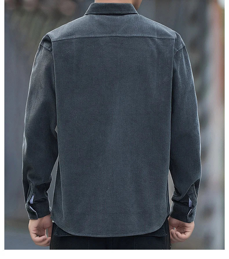 Corduroy Long Sleeve Shirt Casual Slim Fit Youth Multi Pocket Wear Resistant Fashionable Spring Autumn Men's Outerwear