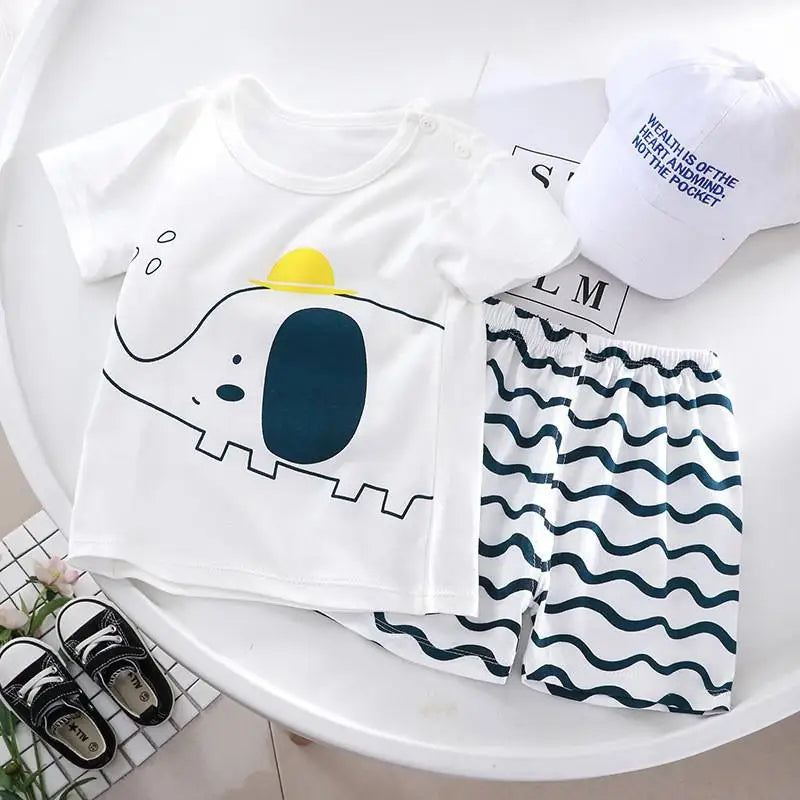 2022 New Summer Infants Clothes Short Sleeve T-shirt+shorts 2-piece For Baby Boys Girls Kids Outfit Children's Clothing Sets