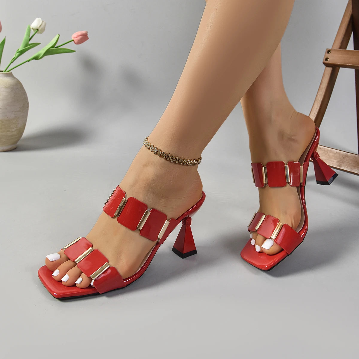 Shoes for Women 2025 Women Fashion Spring Summer High Heel Sandals Lady Sexy Comfortable Female Cute PU Sandals Women Shoes
