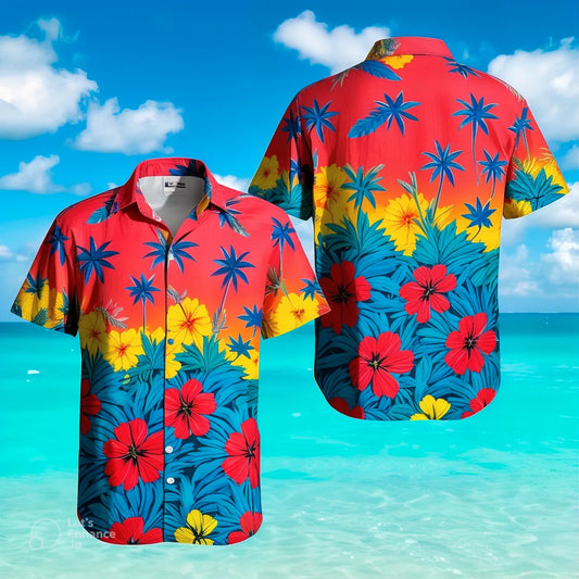 2025 Men'S Short Sleeve Shirt Tiki Hawaiian Tropical Floral Shirt 3D Printed Vacation Shirt Top Vintage Clothing Lapel Shirt