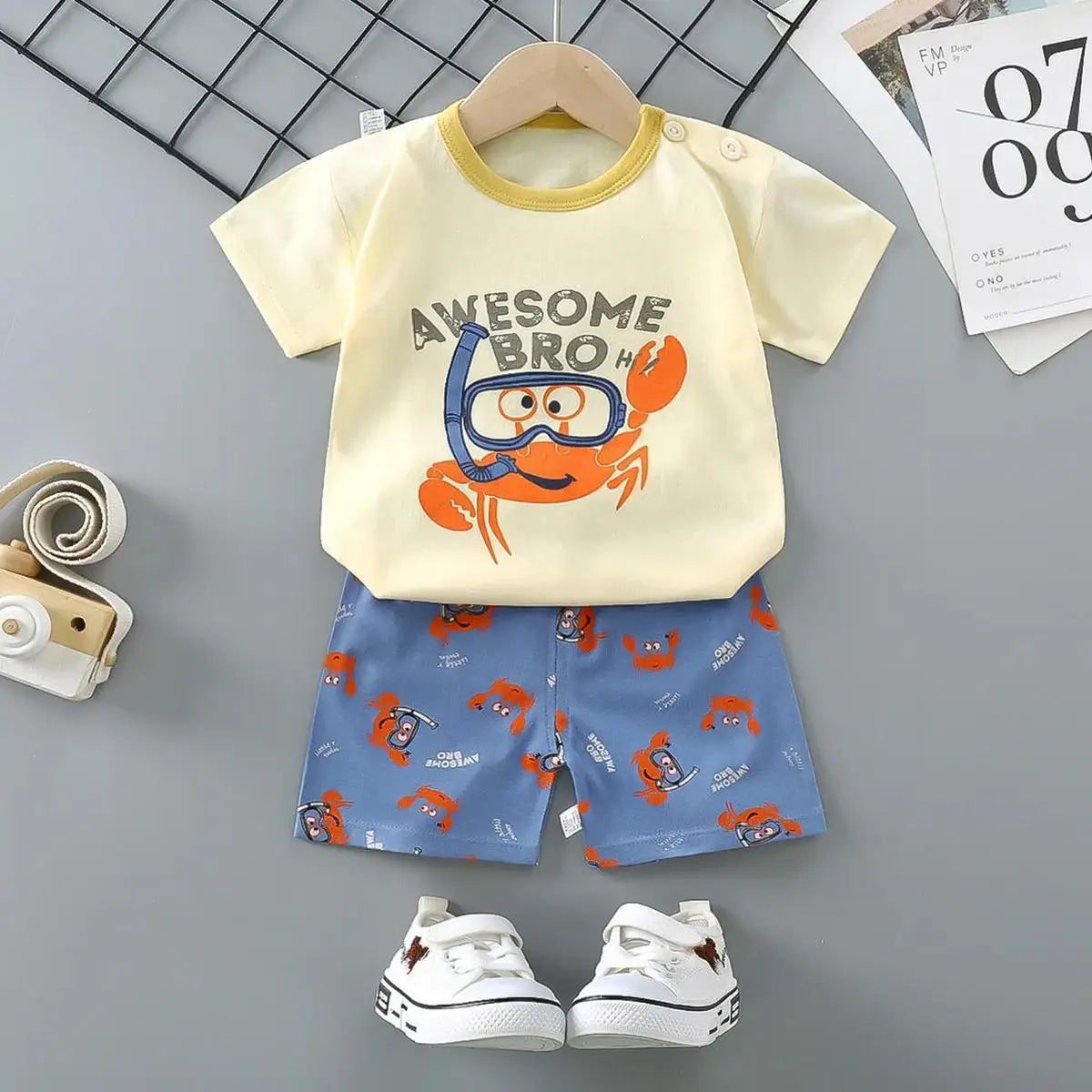 Children's Short Sleeve Set Summer Boys' Clothing Girls' T-shirt Baby Summer Clothing 2025 Children's Clothing