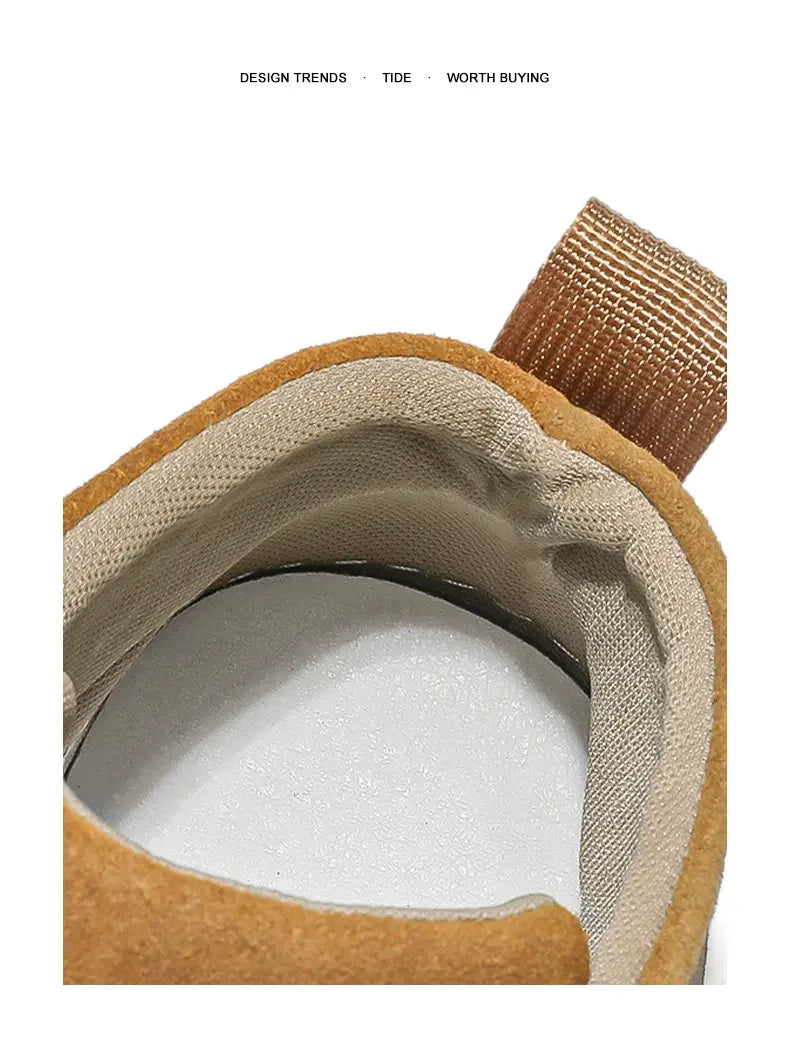 Men's High-top Boots in Solid Colors Flat Heels and Lace-up A Trendy Brand Design for The Four Seasons Fashion Walking Boots