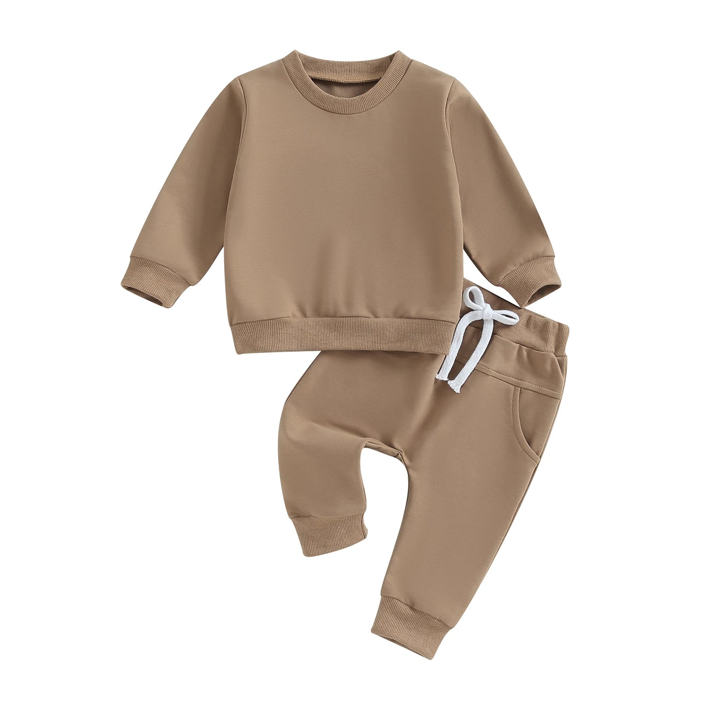 Pudcoco Baby Boy 2 Piece Cute Outfit Solid Color Long Sleeve Sweatshirt and Elastic Pants Set Newborn Infant Fall Clothes 0-3T