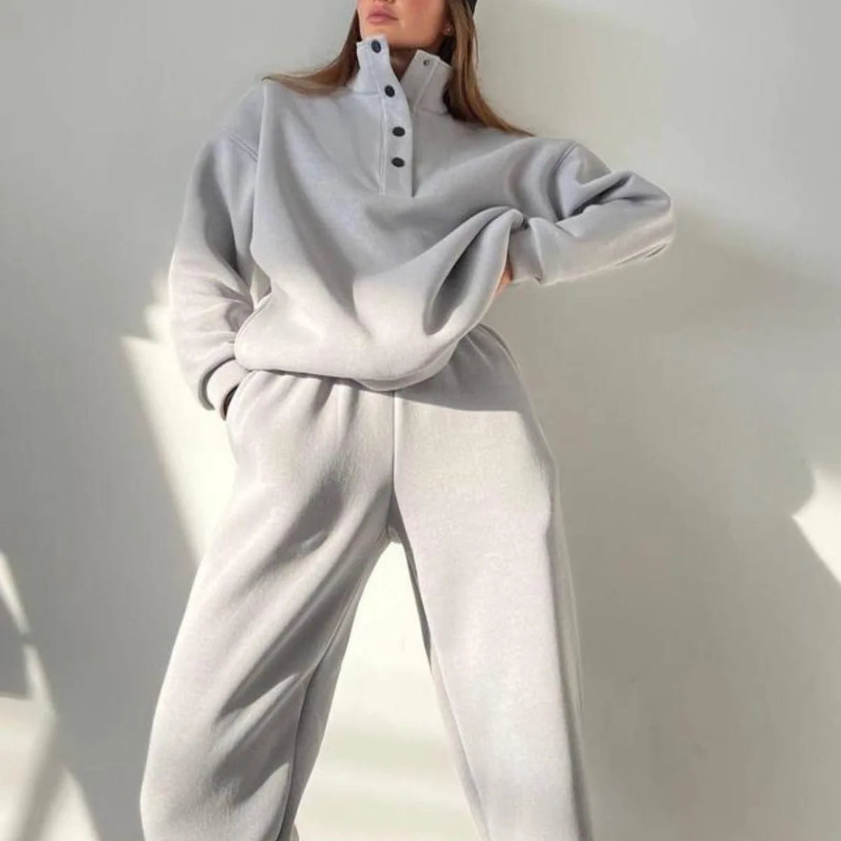 Oversized Solid Casual Pullovers Long Pant Set Warm Hoodie  New Tracksuit Suit Fashion pant sets sets for women 2 pieces