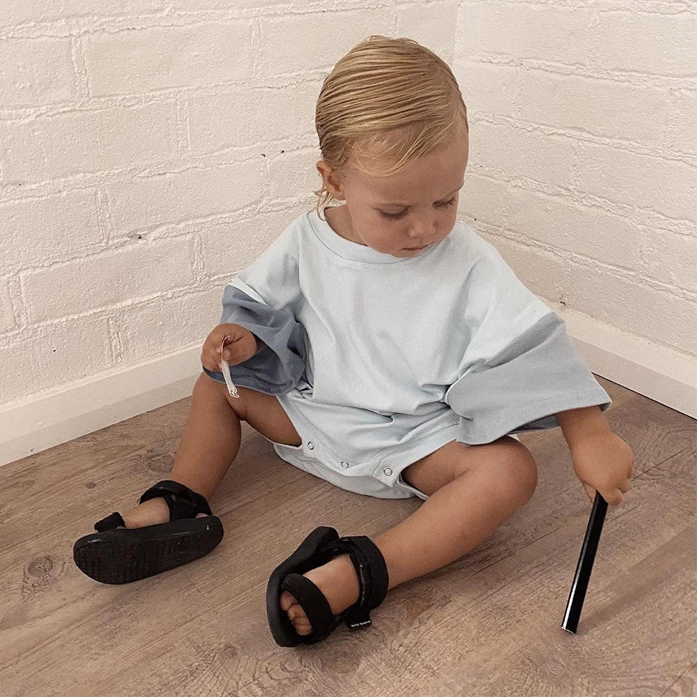 New Summer Cotton Toddler Short Sleeve T shirt And Shorts Set Baby Boys Girls Clothes Stitching Color Casual Tops Outfits 2PCS