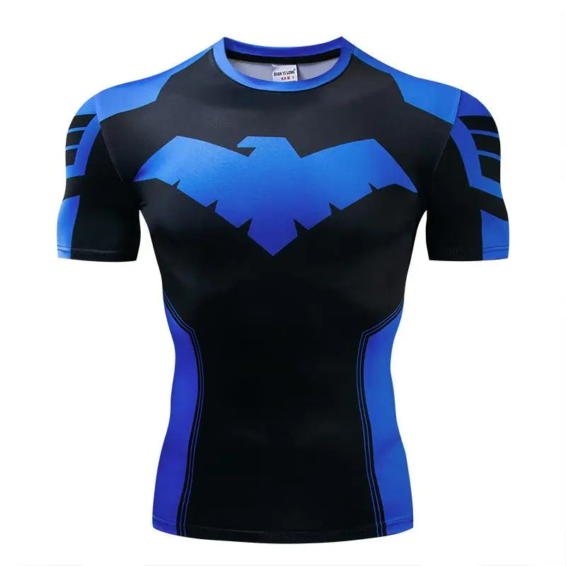 3D Nightwing Men T Shirt Running Quick-Dry Shirts Men Compression T-Shirts Sportswear Gym Rash Guard Boxing Training Sports Tops