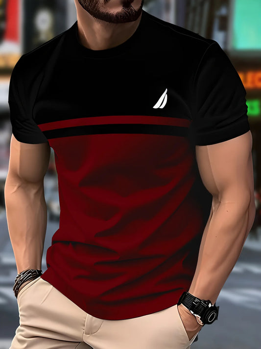 Men'S Novelty 3D Crew Neck T-Shirt,Casual Polyester Knit Fabric with Slight Stretch,Regular Fit,with