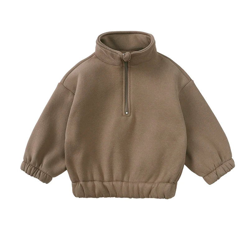 2026 Fleece Warm Kids Boys Girls Tracksuit Clothes Set Stand Collar Zipper Top Sweatshirt+Bottom Pants Baby Children Outfits