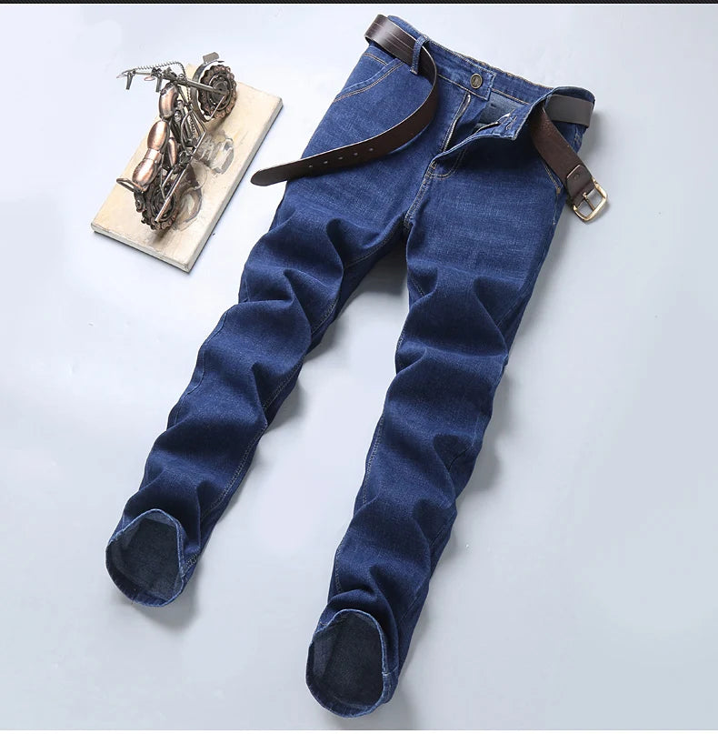 2023 NEW Men's Fashion Business Jeans Classic Style Casual Stretch Slim Jean Pants Male Brand Denim Trousers Black Blue