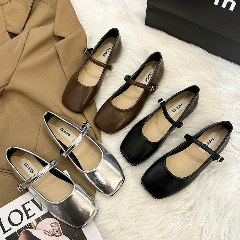 2025 Women Leather Shoes Spring Autumn New Fashion Korean Style Soft Bottom Anti-slippery Versatile Retro Simple Lady Flat Shoes