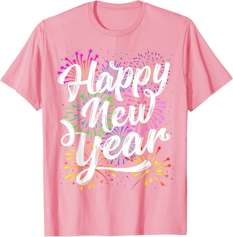 2025 Happy New Year T Shirt Fashion Simple Alphabets Short Sleeve Men Women 3D Printed T-shirt Casual Crew Neck Oversized Tees