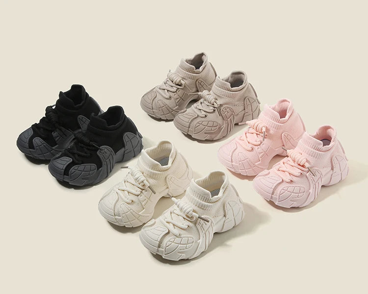 Kid Shoes Sneakers Fashion Knit Luxury Designer High Top Children Shoes Comfortable Casual Running Sports Tennis Shoes Boy Girls