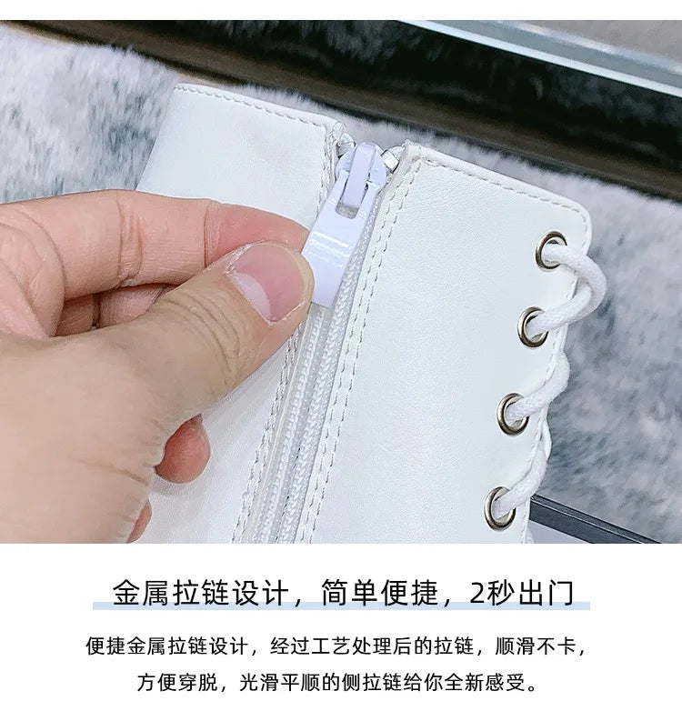 Female Boots Boots For Women Autumn Platform White Black Chunky Super High Heels Ankle High Quality Shoes Woman 2023 Brand New