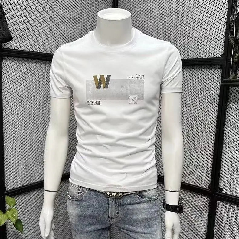 Summer Men's Clothing Luxury Designer 100℅ Cotton Streetwear Letter Printed Casual Cotton Tees Men's O-Neck Short Sleeve T-Shirt