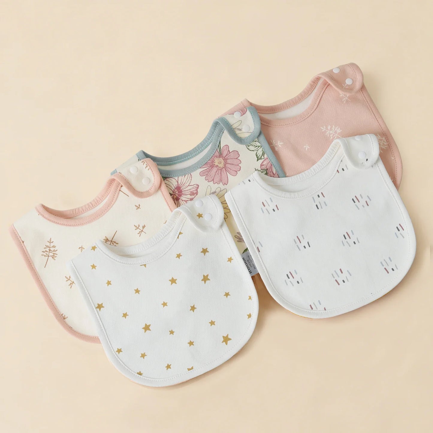 5 Pcs/set Baby Bibs U-shaped Infant Saliva Towel Easy to Wipe Kids Eating Cloth 100% Cotton Anti-spitting Skin-friendly 1-3Y