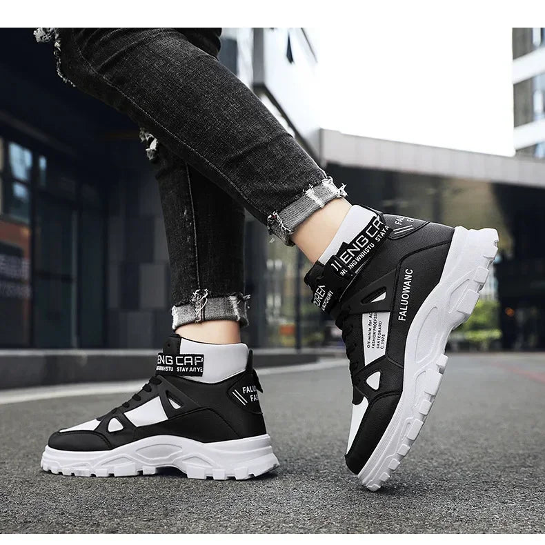 Trendy Men's Short Boots Autumn Winter Fashionable Lightweight Comfortable Anti Slip Flat Shoes Basketball Sports Casual Shoes