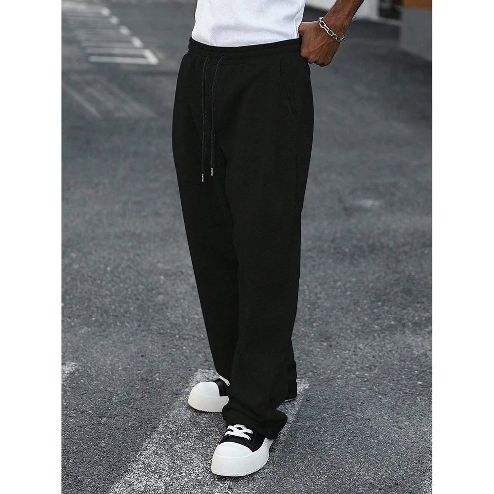 American Style Casual Pants Men Spring Autumn New Straight Leg Sport Sweatpants Drawstring Slim Wide Leg Long Pants