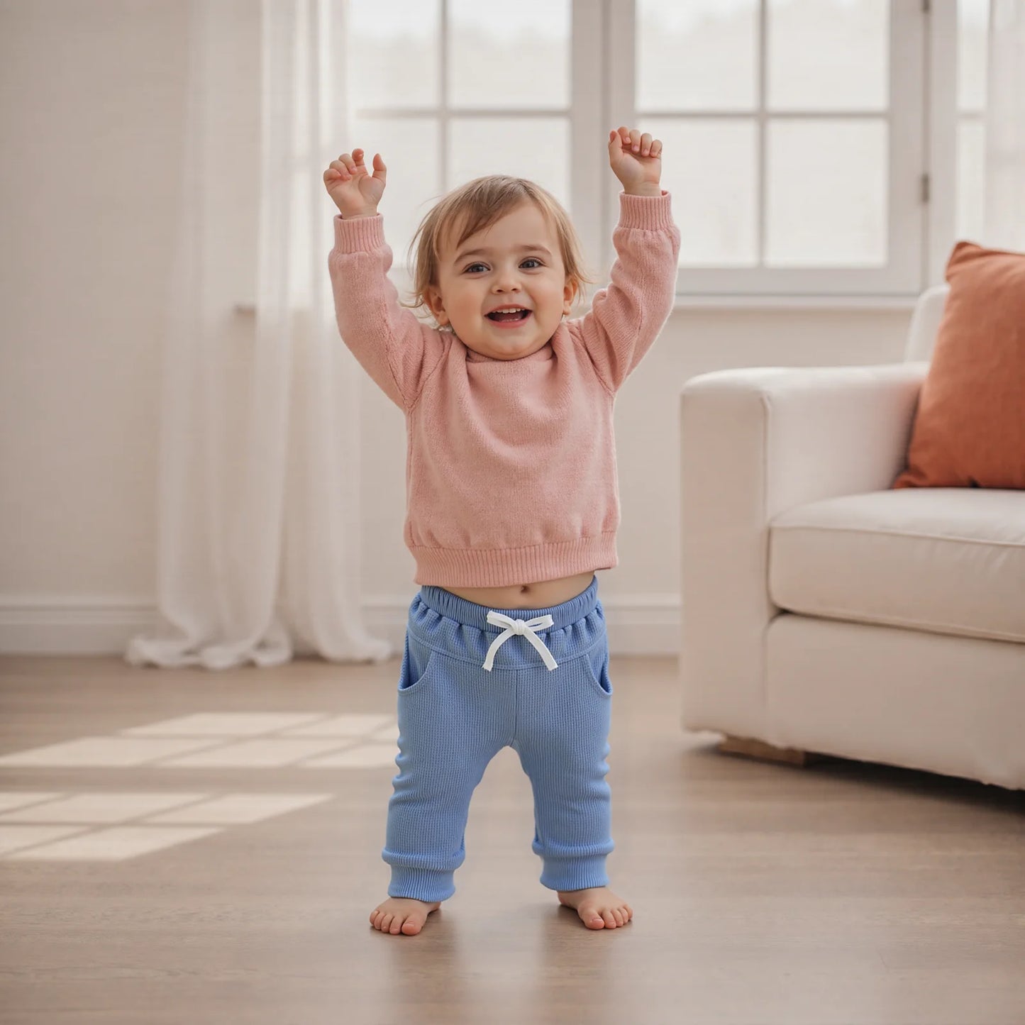 3 Pack Waffle Texture Casual Pants Soft Solid Color Elastic Waistband Toddler Boys Trousers