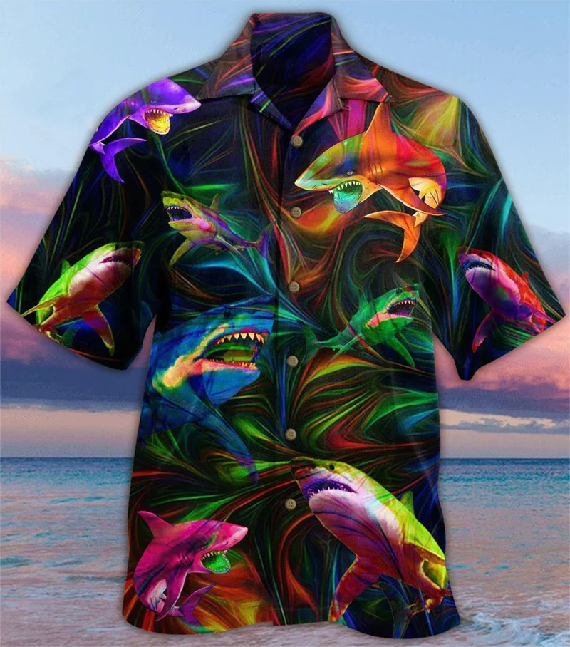Hawaiian shirt Animal Dragon 3D shirt Summer loose breathable men's short sleeved shirt 3D printed Cuban collar men's clothing