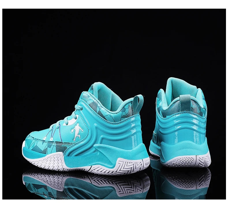 Hot Sale Basketball Shoes For Children Fashion Design Purple Children's Basketball Sneakers High Top Lace-up Kids Sports Shoes