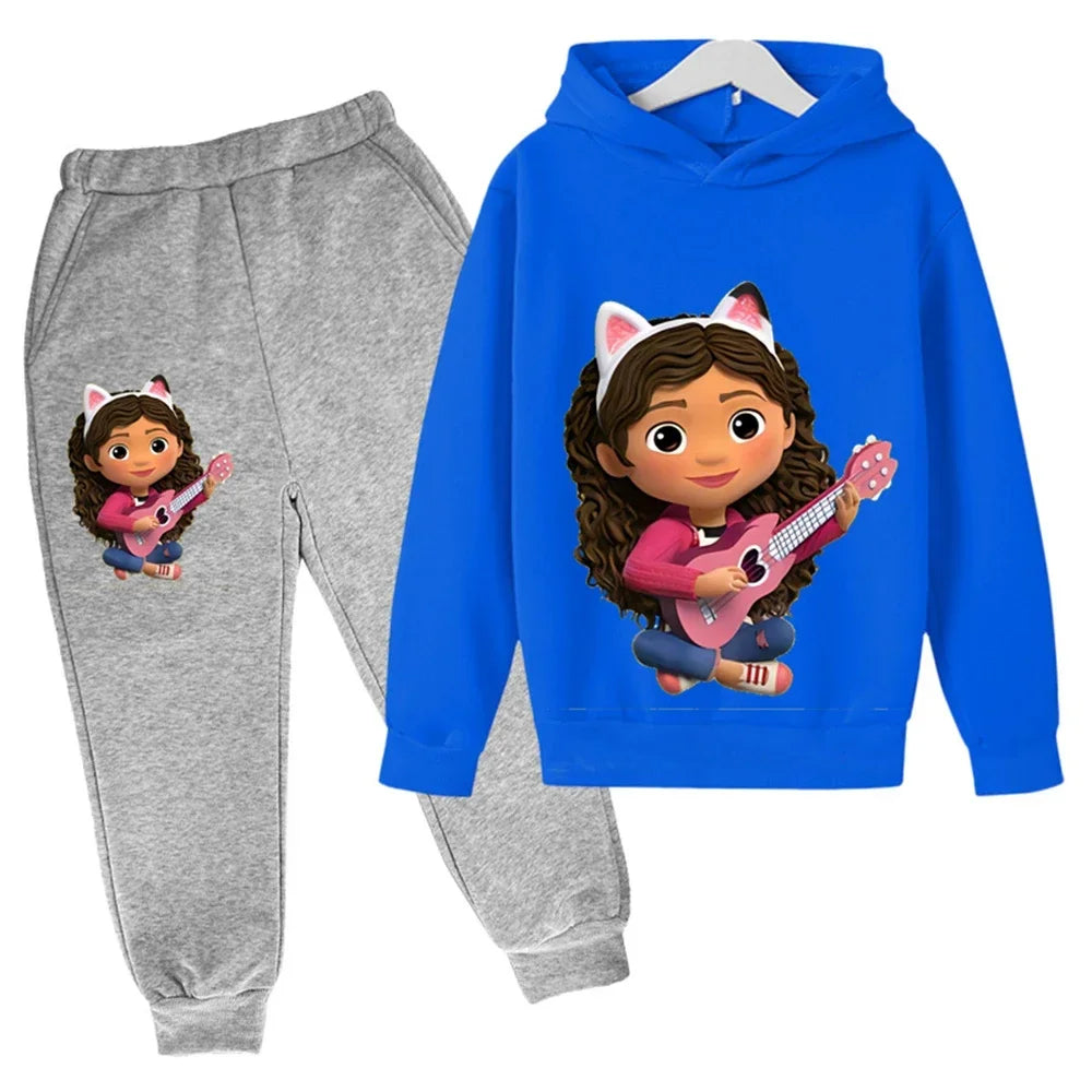 Kids Gabby Cats Hoodie Toddler Girls Gabbys Dollhouse Clothes Baby Boys Long Sleeve Sweatshirt Sets Autumn Children's Clothing