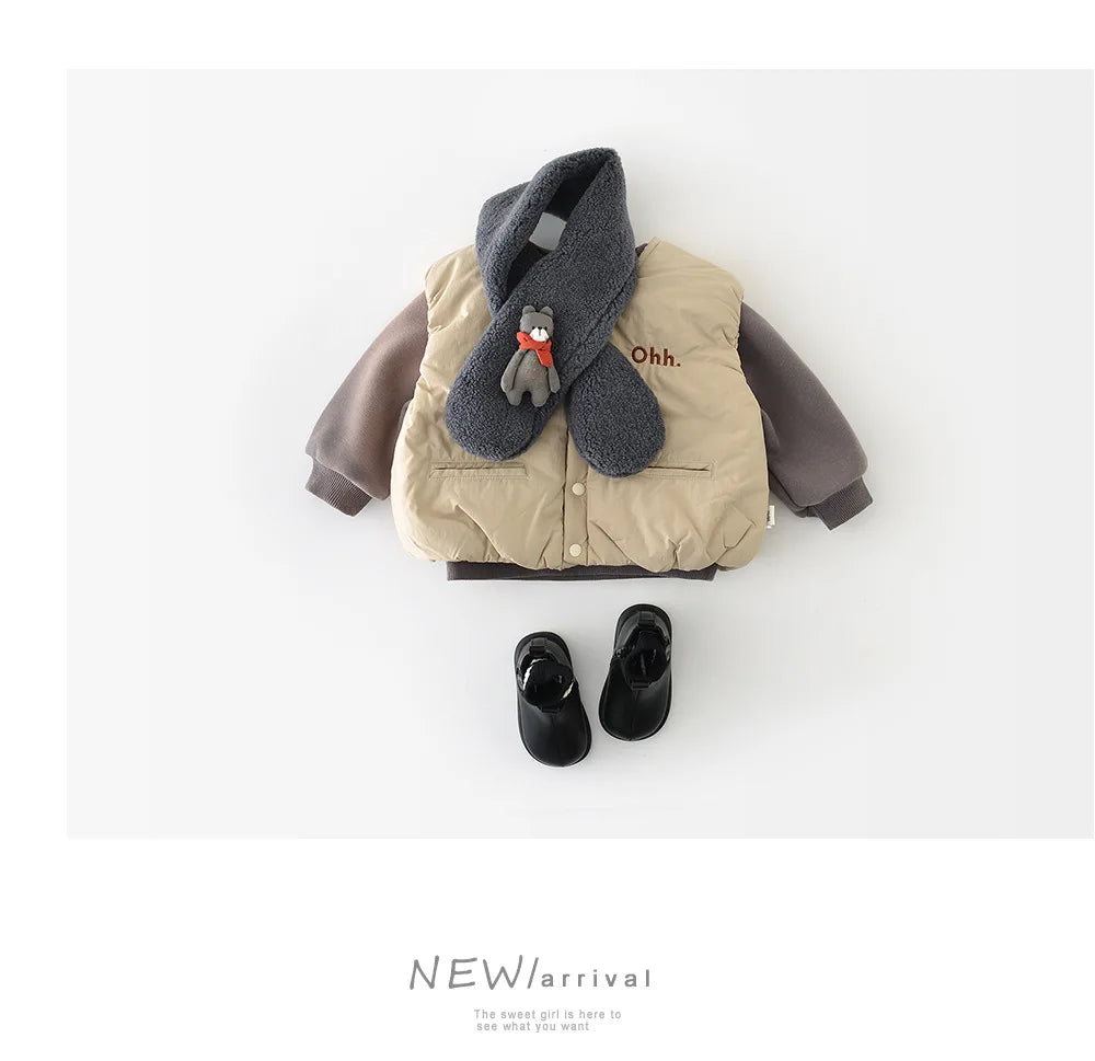 LILIGIRL Winter Baby Vest Thicken Letter Toddler Girls Waistcoat Simple Warm Infant Fleece Padded Coat 6M-3T