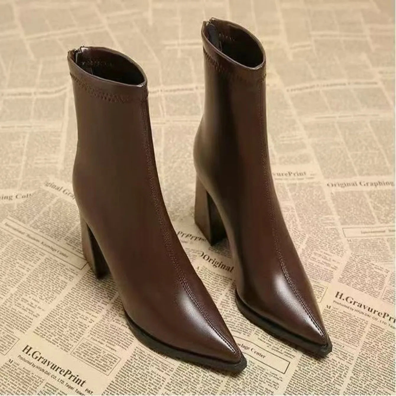 Women Elegant Outdoor Fashion Pointed Toe Boots New Retro Comfortable Ankle Boots High Heels Dress Shoes Women Zapatos De Mujer