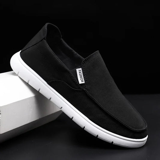 2025 Spring Summer Cloth Shoes Men Flat Footwear Slip-on Brand Street Style Cool Young Mens Casual Shoes Black Blue D325
