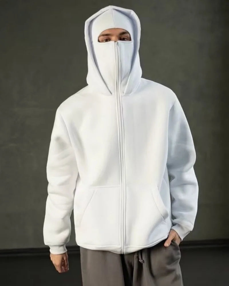 hooded face mask zipper design sports jacket hood women's zipper hooded sweatshirt warm casual jacket sports shirt outdoor coat