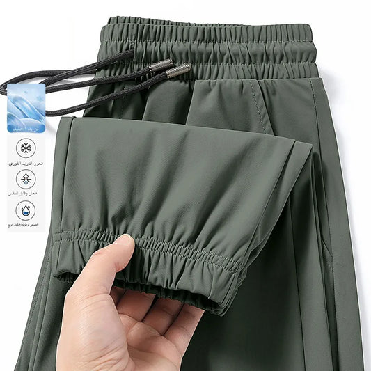Ice Silk Men's Summer Thin Qui Dry Sports Loose Fit Breathable Long Pants Casual Trousers Youth Active Sle Basic Color