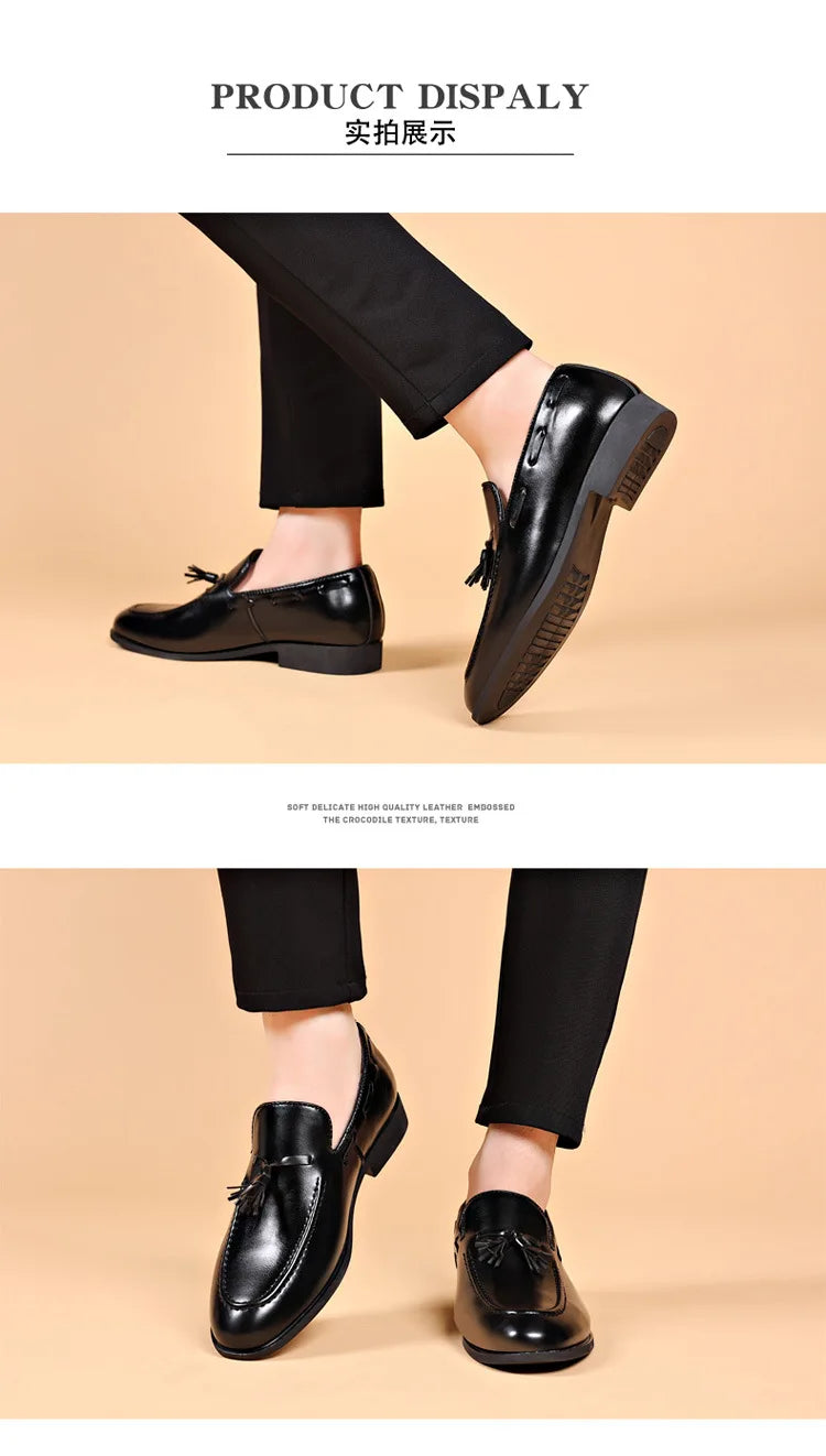Mens Dress Shoe Fashion Male Loafers Business Wedding Shoe Men Black Elegant Classic Man Formal Leather Social Men's Lofer