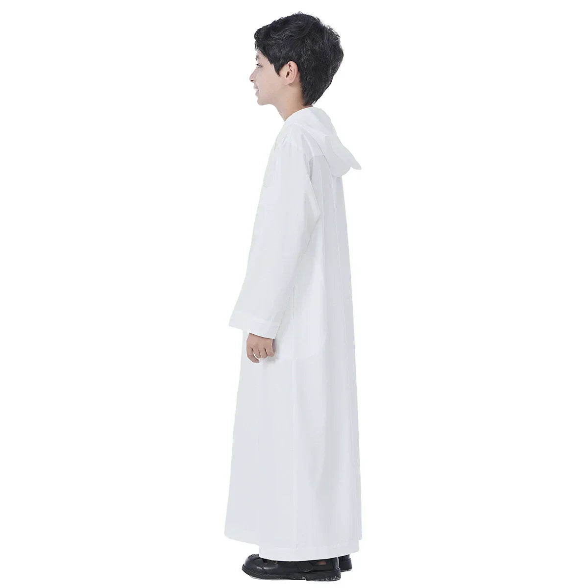 Boys Kids Islamic Muslim Hooded Juba Kaftan Robe Arabian Dubai Qatar Boy Long Sleeve Shirt Abaya Robe Dress Solid Color