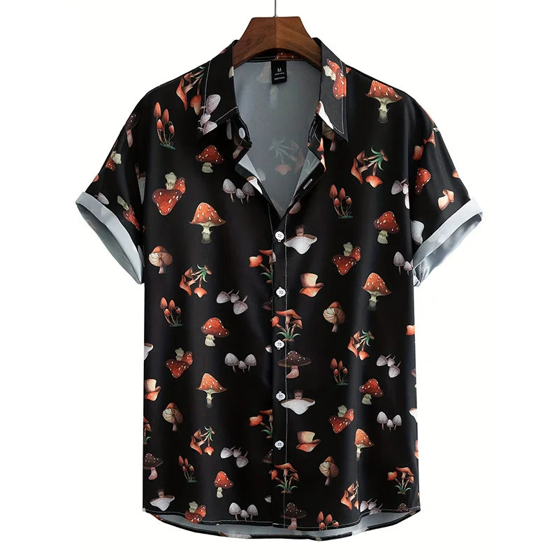 New 3D Dinosaur Printing Shirts for Men Plants Mushroom Graphic Shirts for Women Children Fashion Hawaiian Top Shorts & Blouses