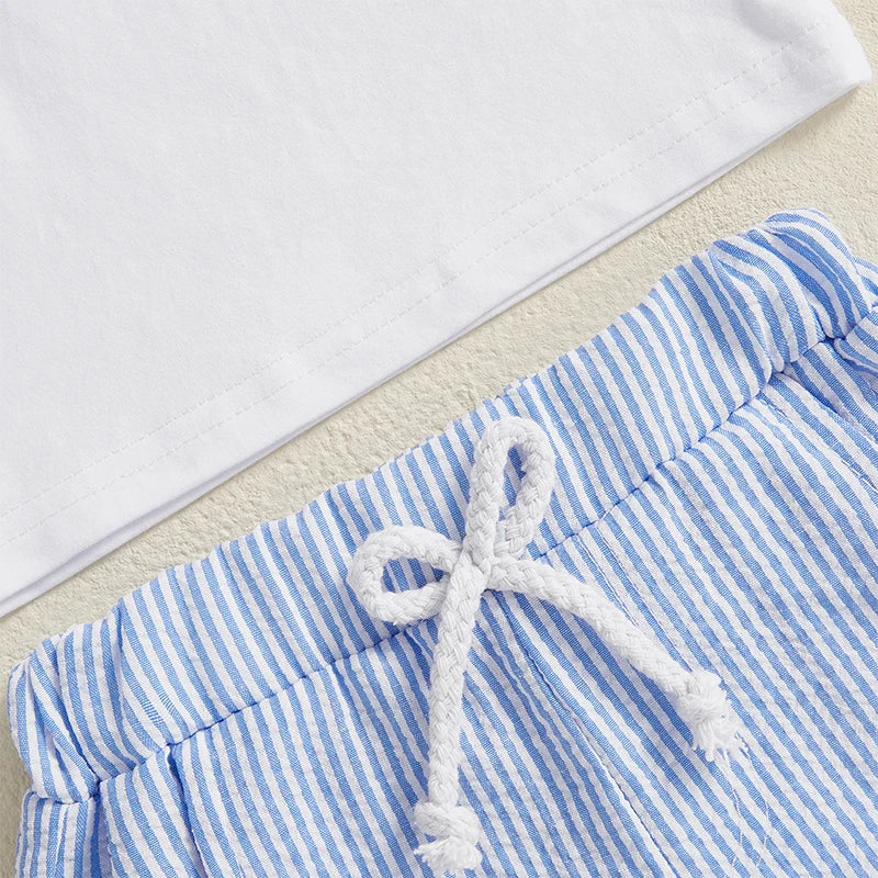 2Pcs Baby Boy Easter Outfits Short Sleeve Truck Embroidery T-Shirt Shorts Set Toddler Clothes